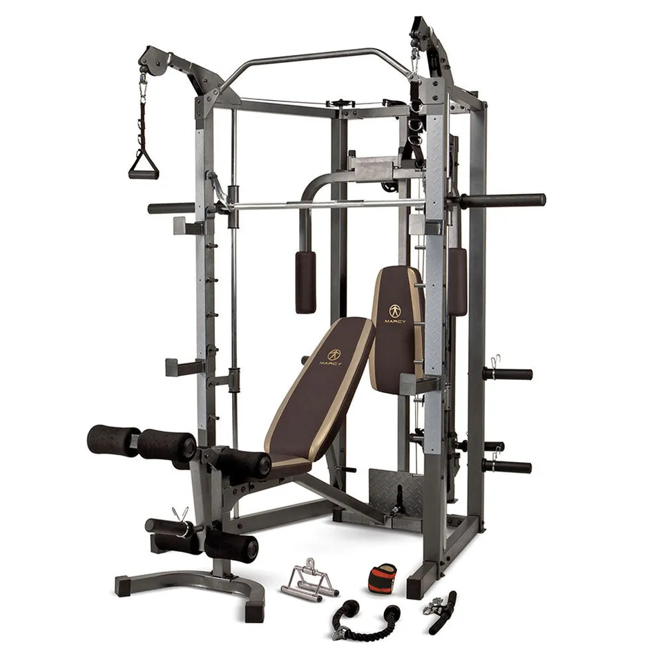 marcy-sm-4008-smith-machine-kraftstation-mit-bank-latzug image 1