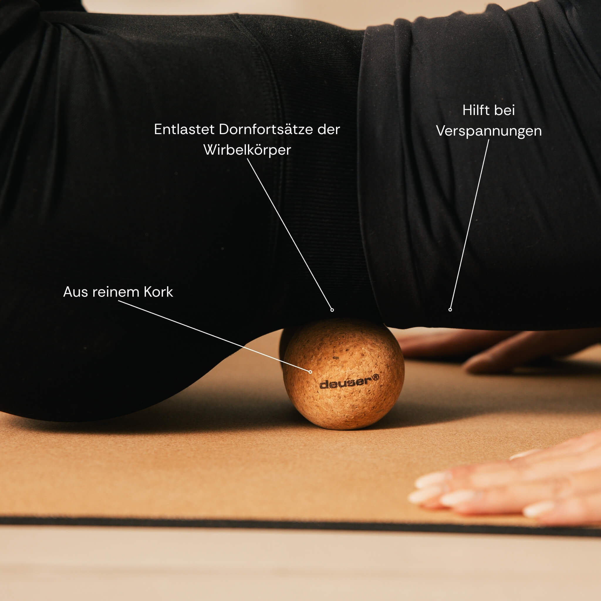 deuser-physio-band-rolle-duo-ball-kork-faszienball-14x7-cm image 2
