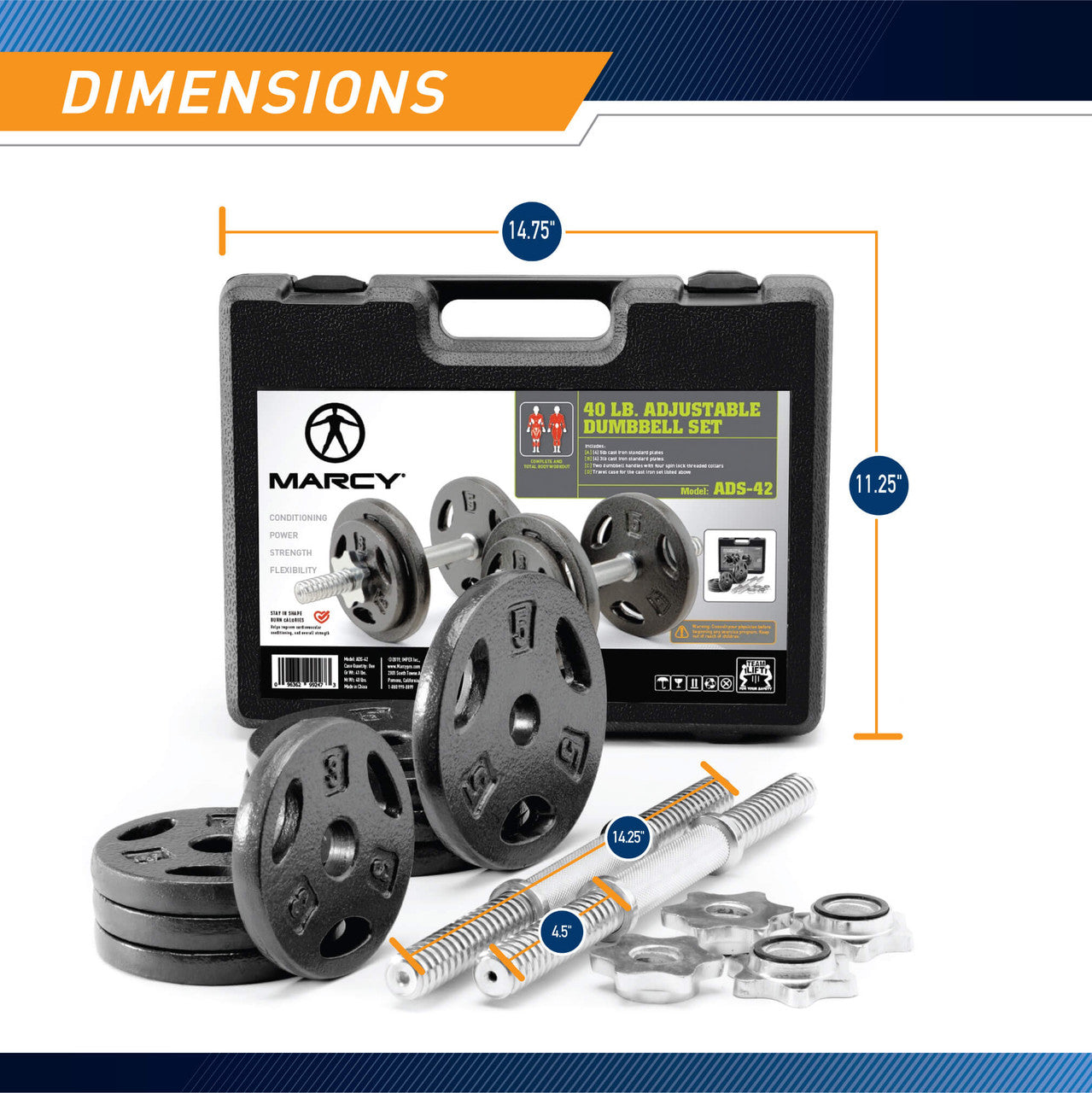 marcy-ads-42-kurzhantel-set-18-kg-koffer-gusseisen image 3