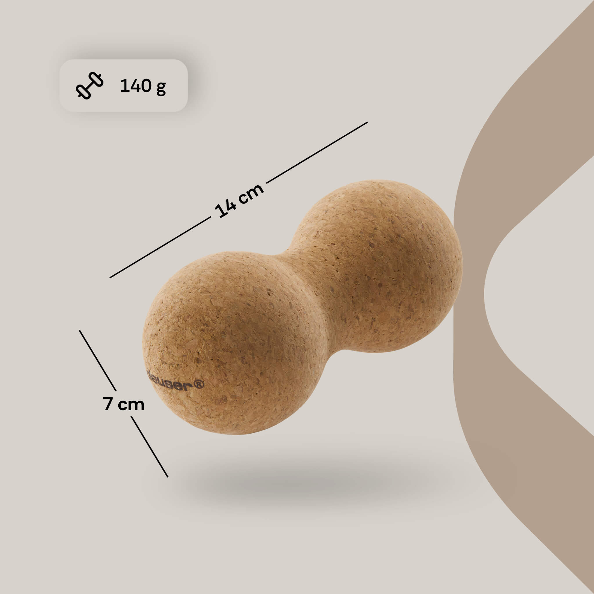 deuser-physio-band-rolle-duo-ball-kork-faszienball-14x7-cm image 3