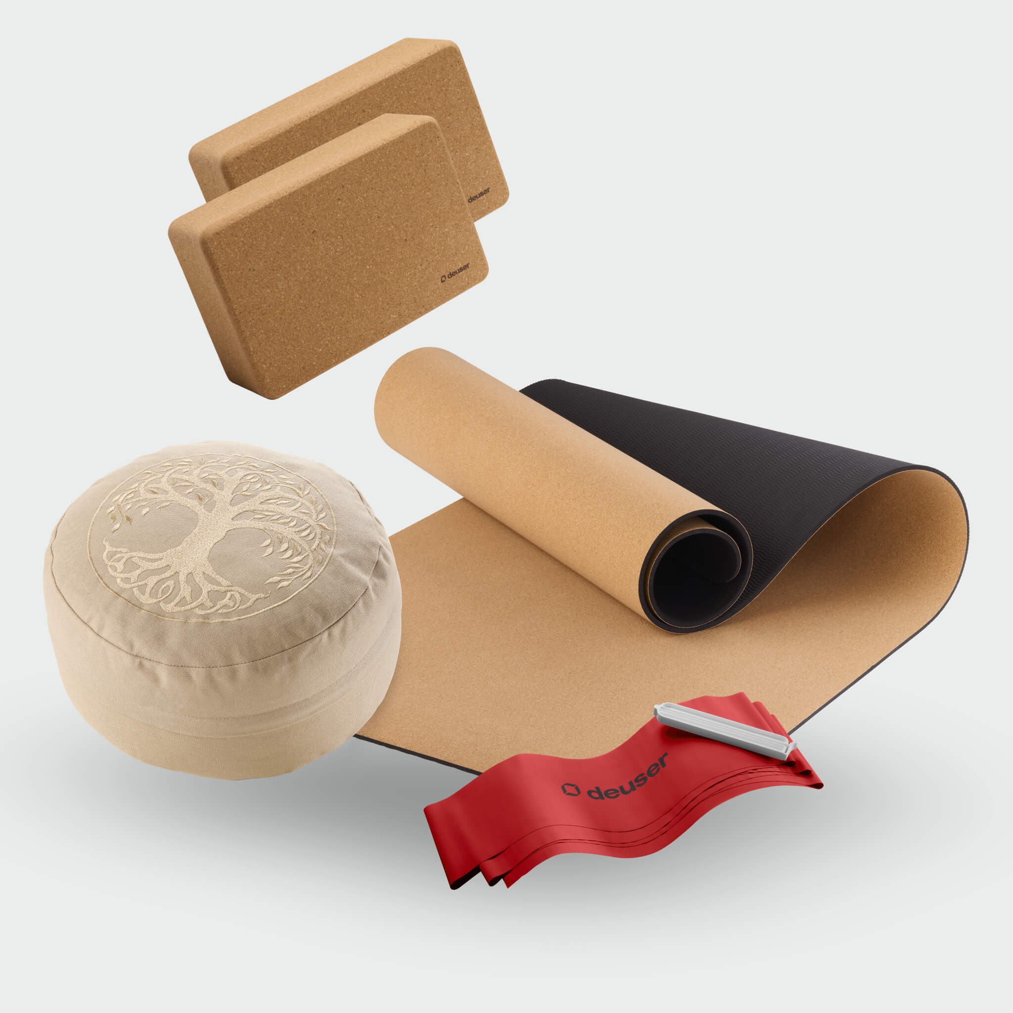 deuser-physio-band-plus-zen-master-yoga-set-natur-kork image 1