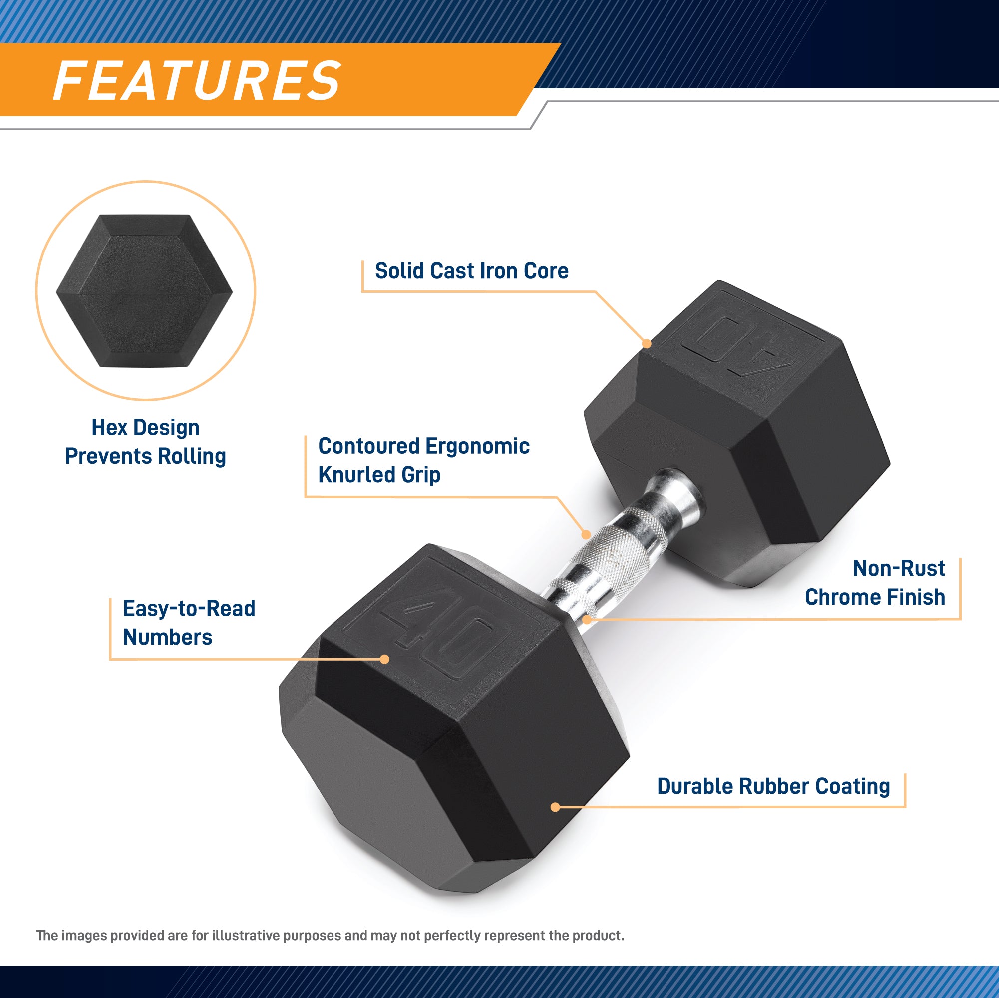 marcy-ibrh-040-gummi-kurzhantel-40-lbs-hex-einzeln-robust image 4